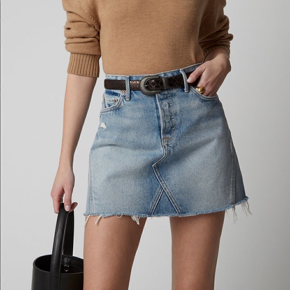 Aritzia GRLFRND Denim Eva Denim Mini Skirt Size 24